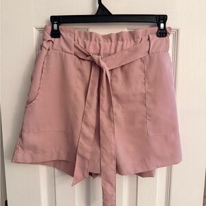 High-Waist Tie Front Pink Shorts